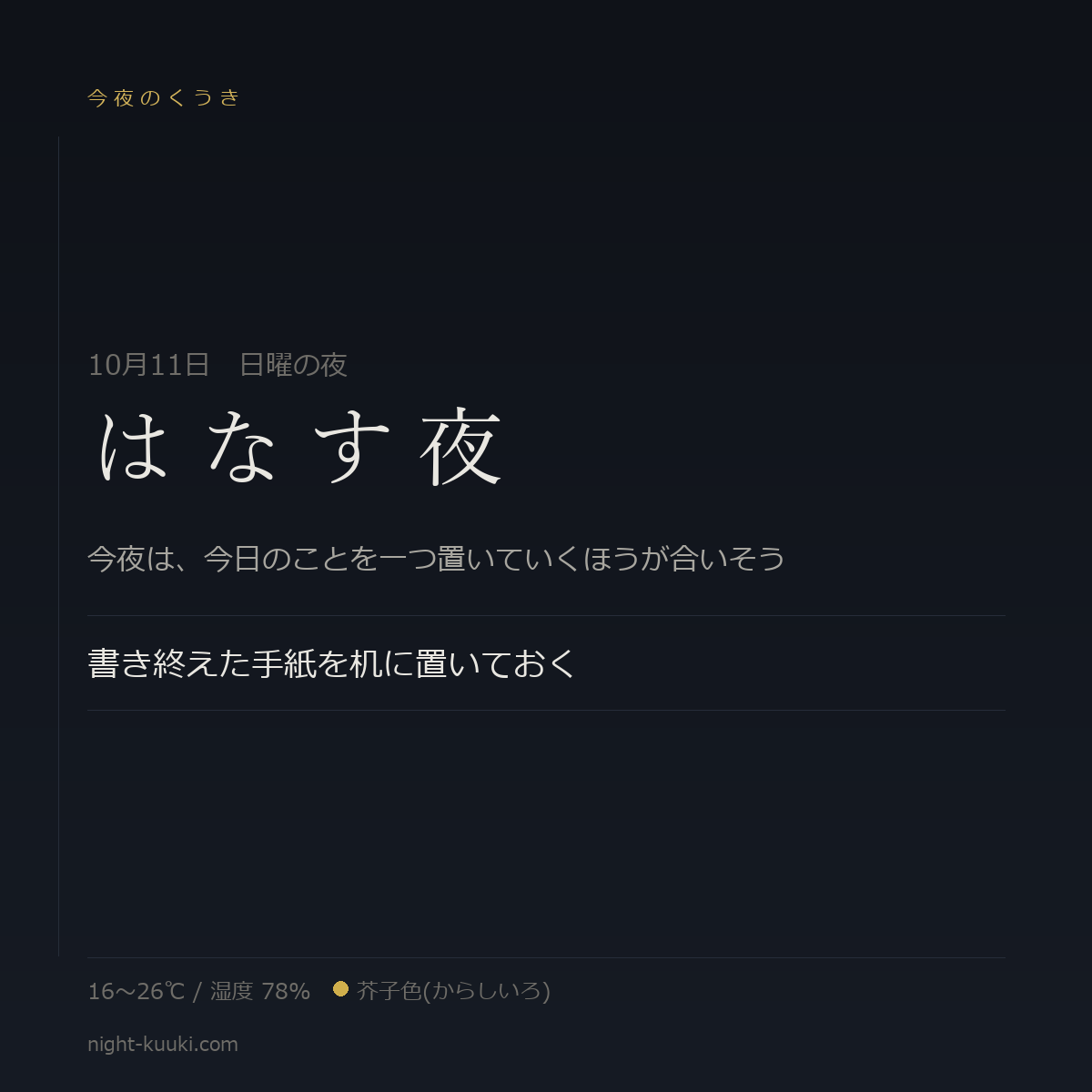 はなす夜の今夜のかたち(文字だけのカード)